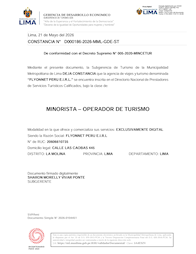 Constancia MINCETUR